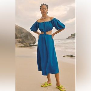 Farm Rio Blue Midi Knot Dress